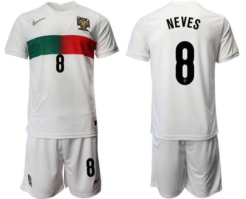 Men 2022 World Cup National Team Portugal away white #8 Soccer Jersey